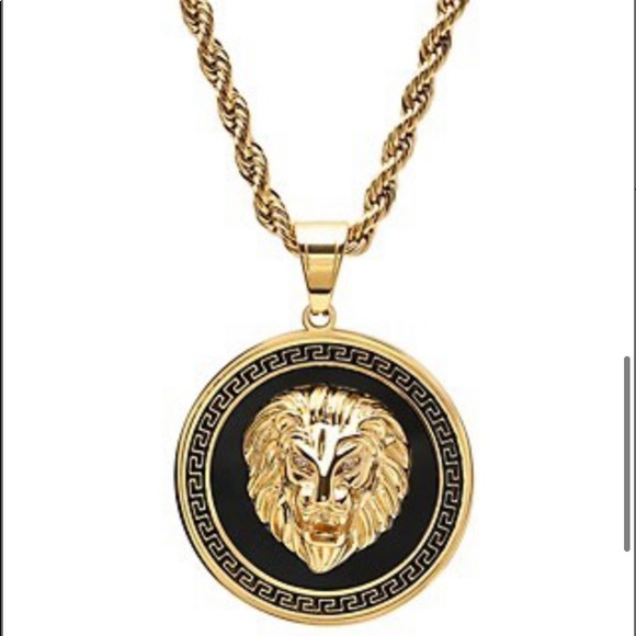 Anthony Jacobs Other - Anthony Jacobs 18K Goldplated & Diamond Lion Greek Key Mount Pendant Necklace